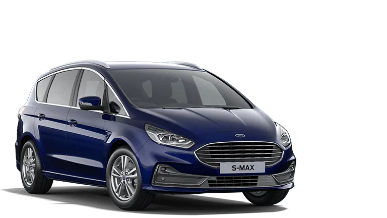 Modrý Ford S-MAX, tříčtvrteční pohled zepředu