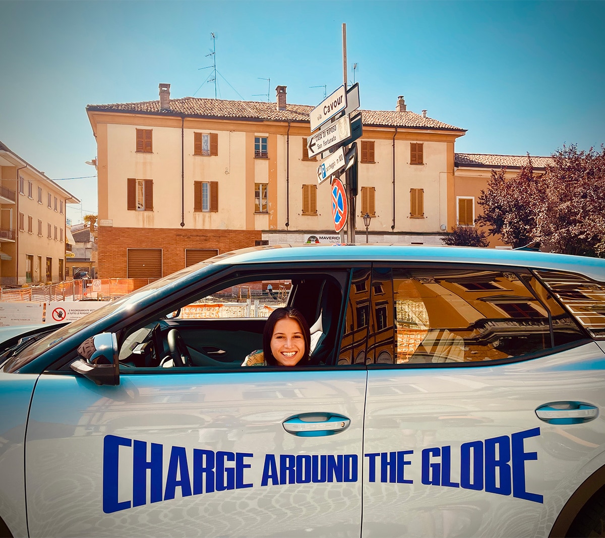 Lexie Alford in the electric Ford Explorer