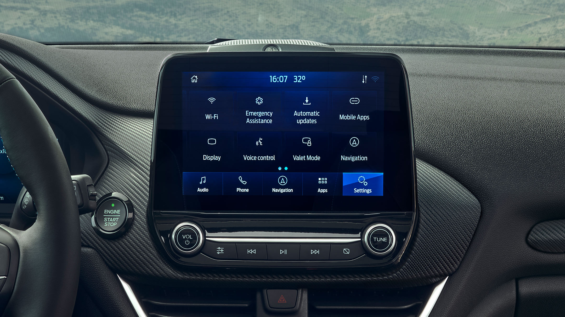 Ford Fiesta interior SYNC 3.2 touchscreen close up