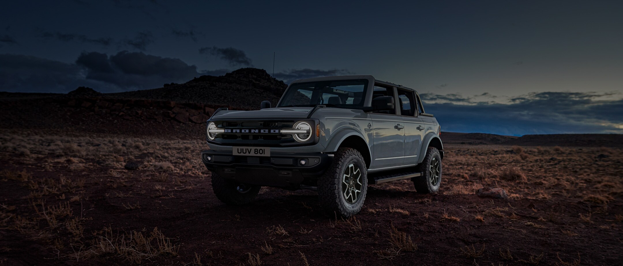 Ford Bronco exterior at night in desert