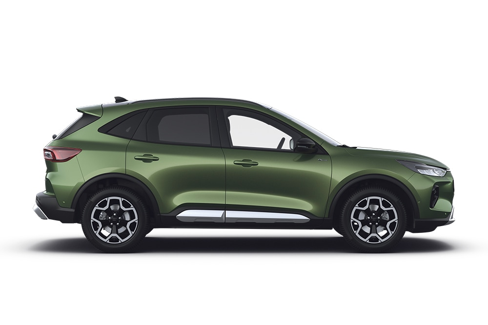 Zelený Ford Kuga coby součást rodinných vozů Ford.