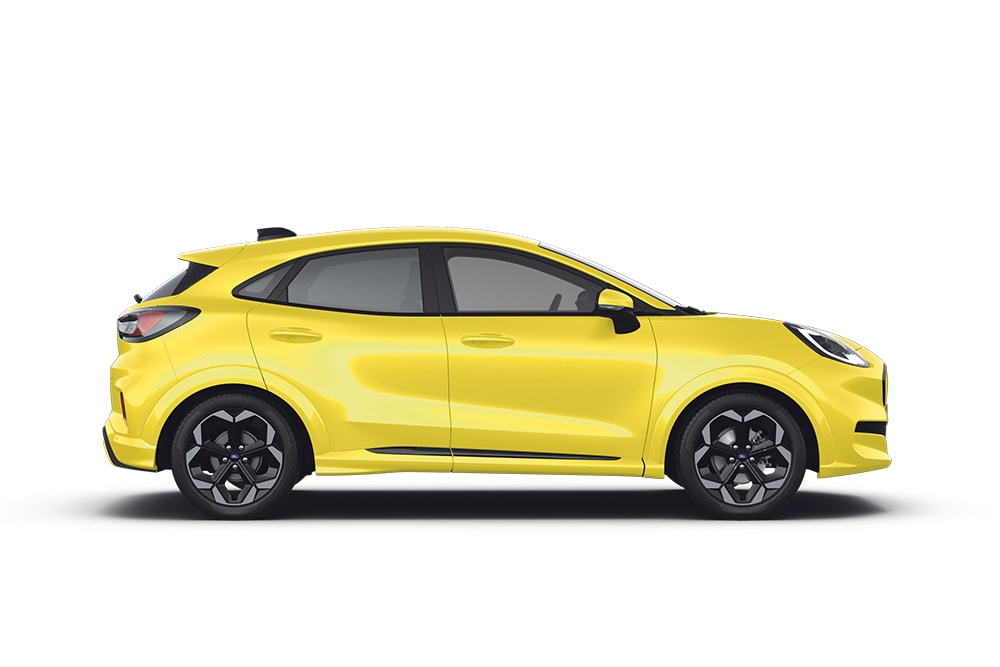 Žlutá Puma Gen-E z nabídky kompaktních vozů Ford.