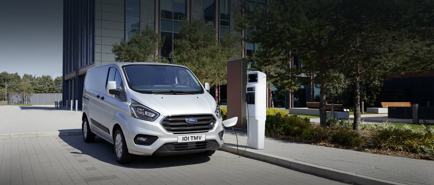 New Silver Ford Transit Custom charging New Silver Ford Transit Custom charging