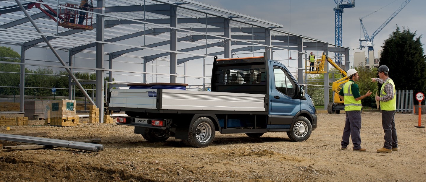 Transit Chassis Cab parked in construction site