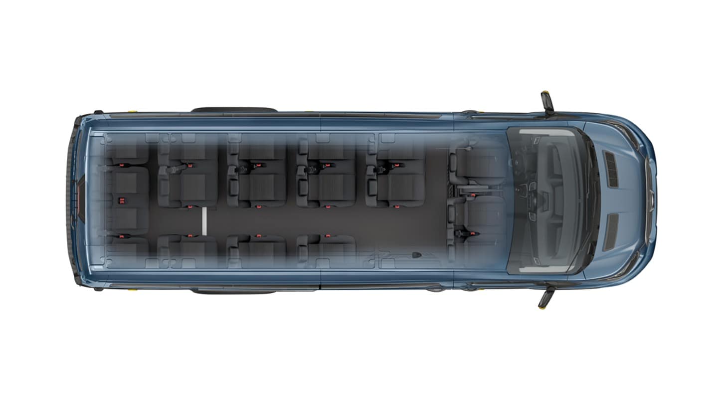 Aerial view looking down at the roof of the New Ford Transit Minibus