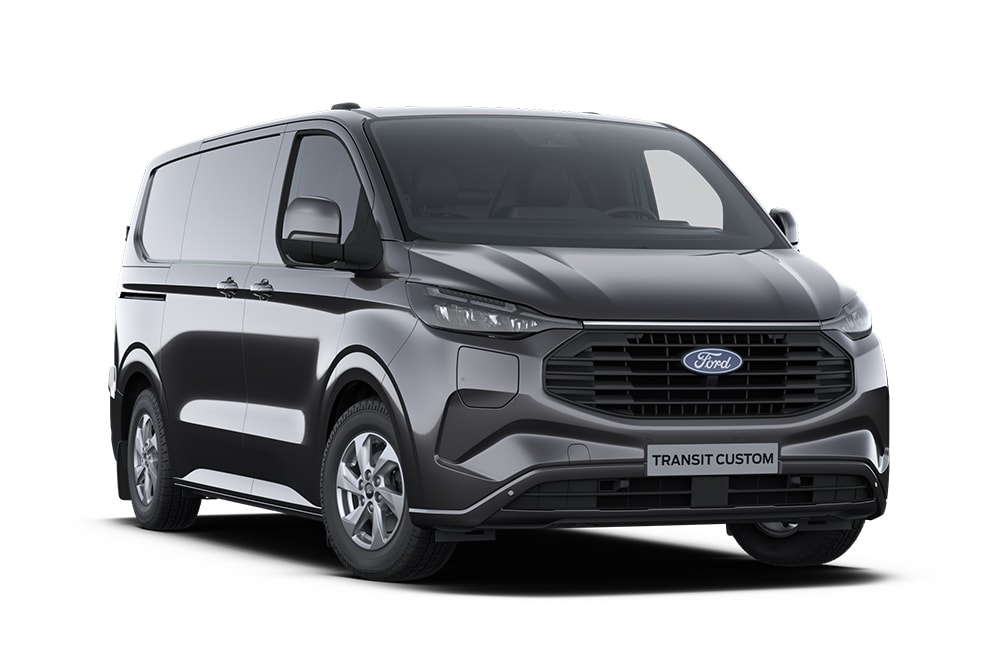 Tmavě šedý Ford Transit Custom Limited PHEV.