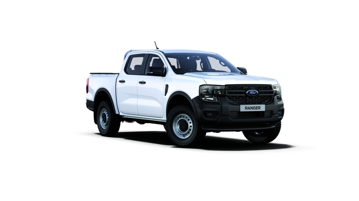 3/4 přední pohled na Ford Ranger XL v barvě bílá Frozen
