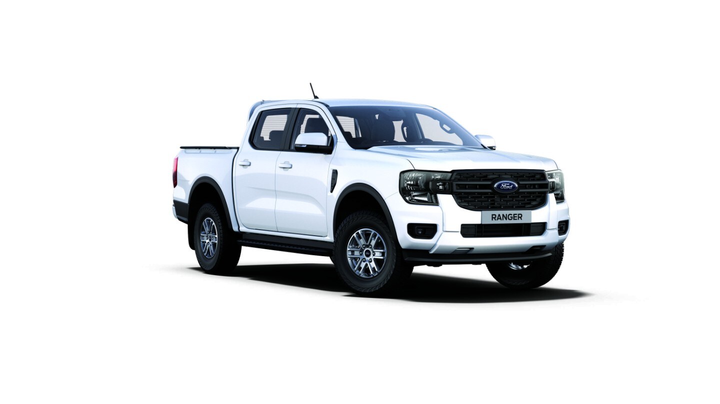 3/4 přední pohled na Ford Ranger XLT v barvě bílá Frozen